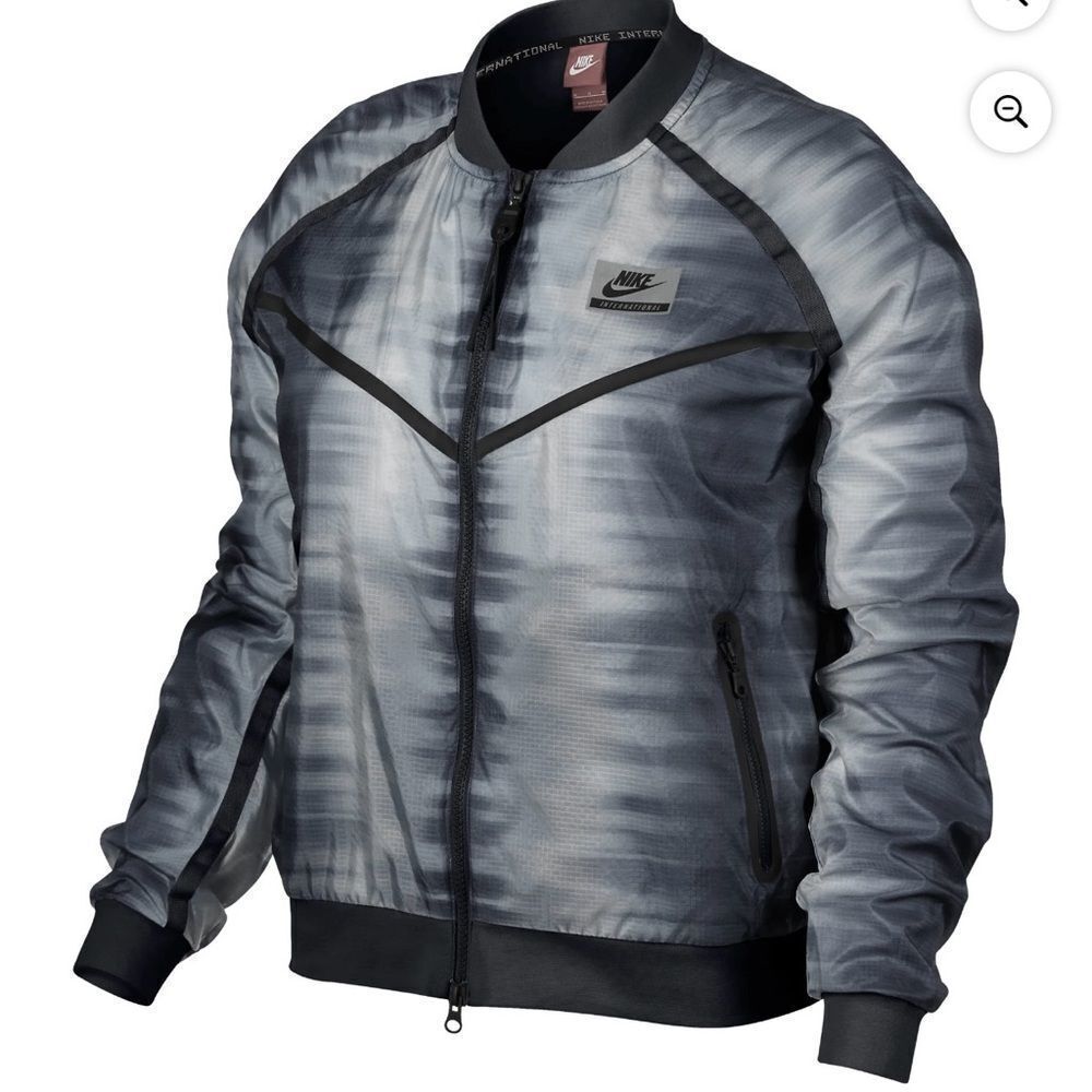 NWT New NIKE Black Gray White Ombré Tie Dye Bomber Jacket Small